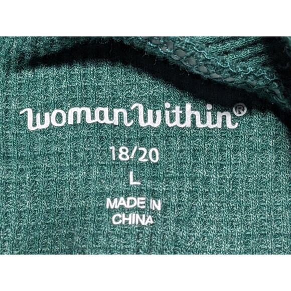 Woman Within Pullover Sweater Women Size 18/20 Green Cowl Neck Hi-Low Hem Knit - Picture 7 of 12